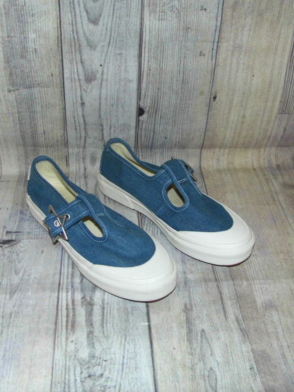 VANS Style 93 Denim Blue Star Buckle Mary Jane Sneakers Womens Size 8.5